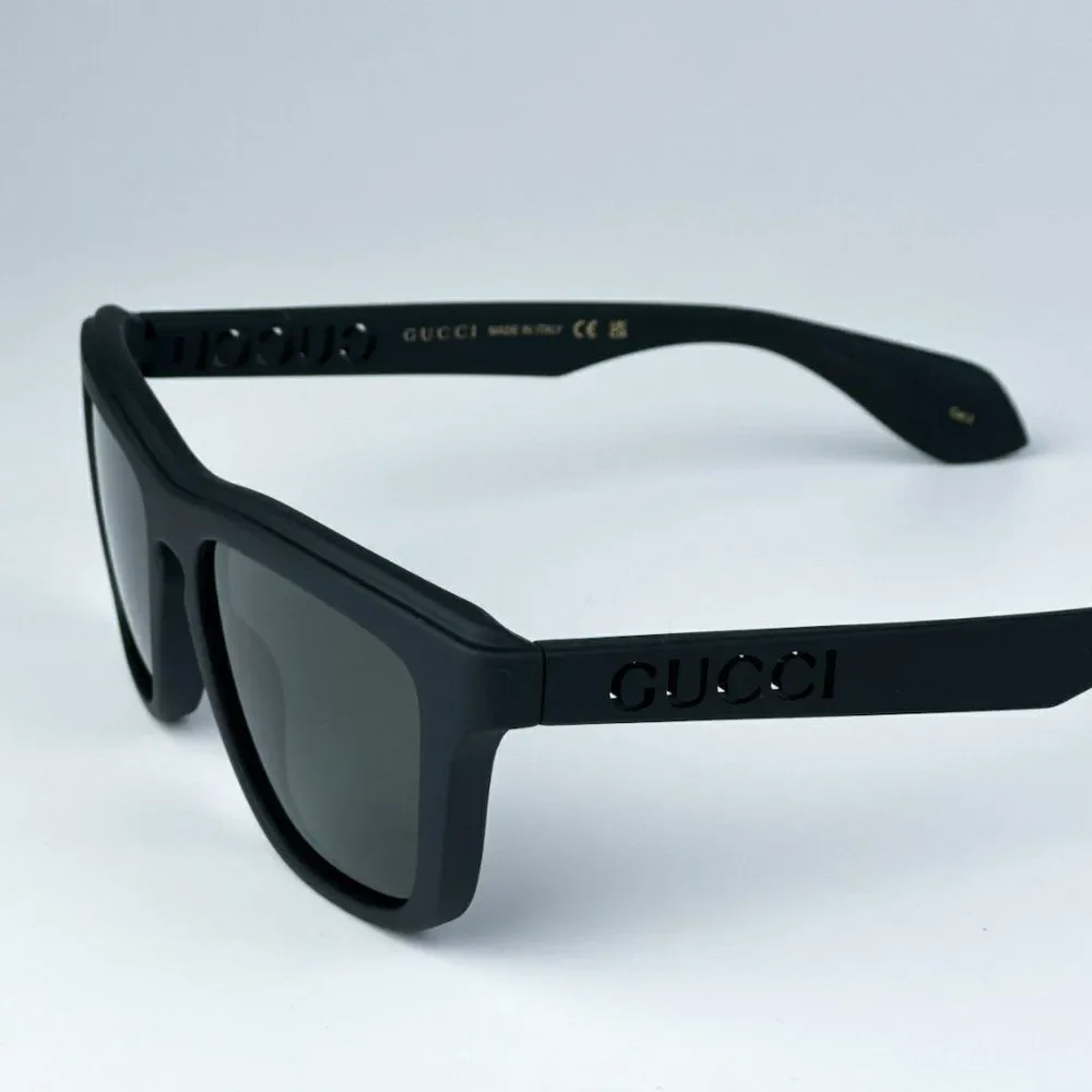 NEW Gucci GG1571S 001 Black Grey Unisex Square Sunglasses GG 1571S